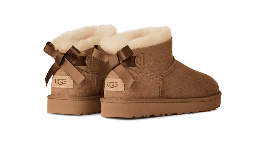 UGG Womens Ultra Nini Bailey Bow Slipppers In Chestnut