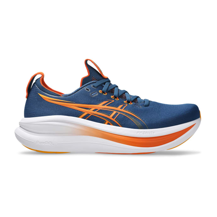 Asics Mens Gel Nimbus 28 Shoes In Blue And Orange