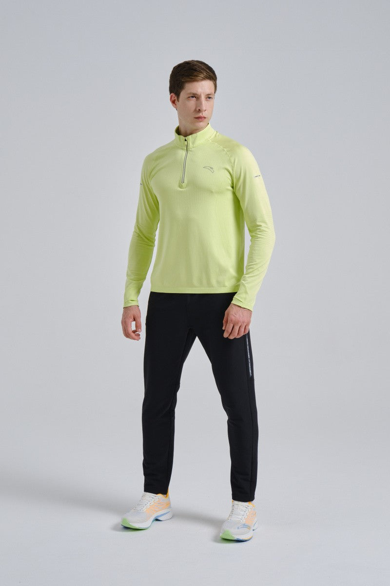 Anta Mens Advanced Running Long Sleeve T-Shirt In Lime Green
