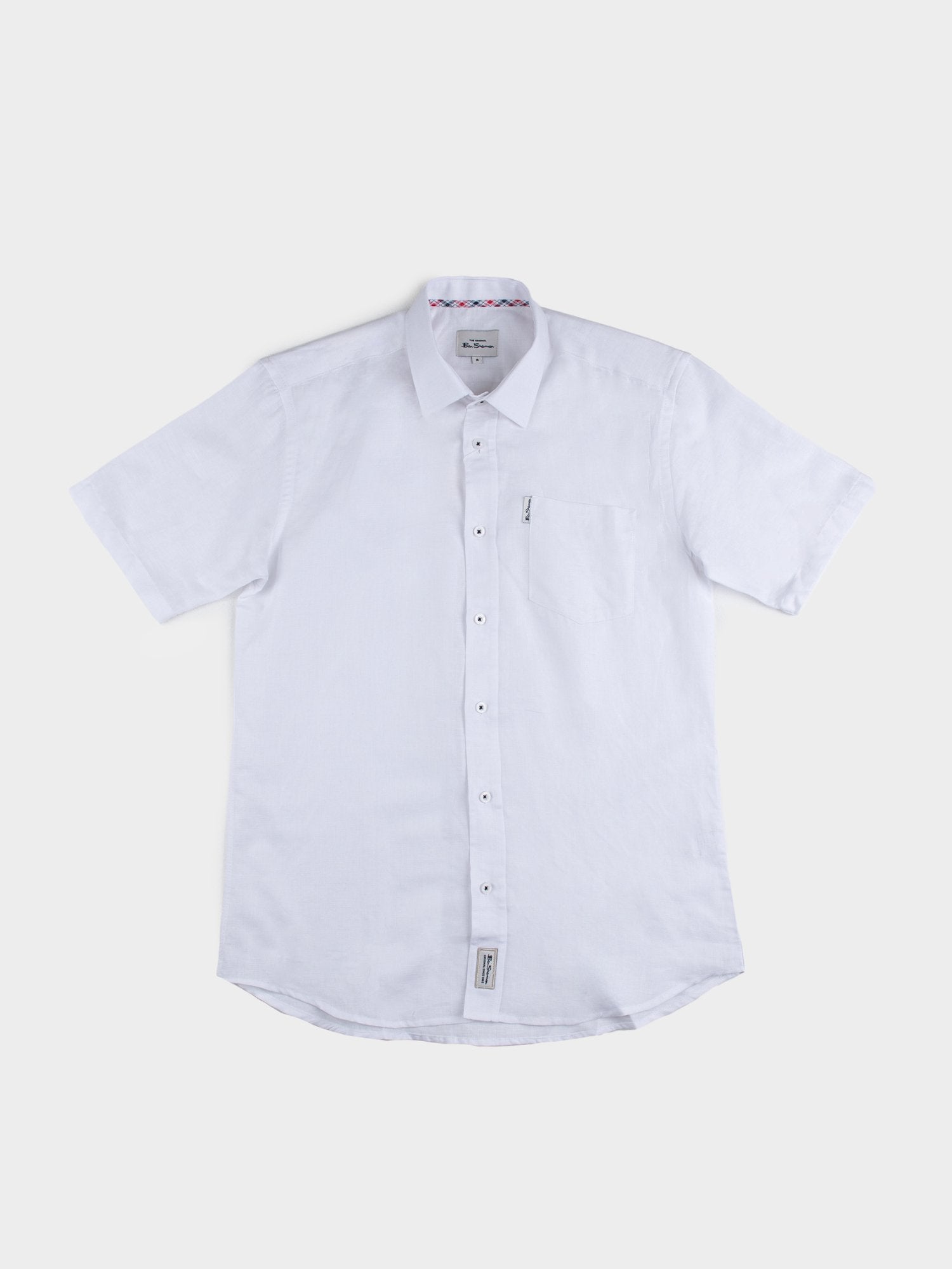 Ben Sherman Mens Short Sleeve White Linen Shirt