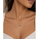 Posy Emerald & Diamond Flower Circle Necklace