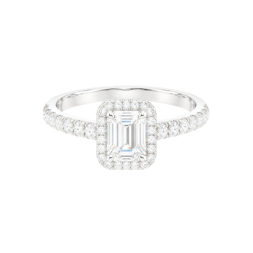 1.00ct Emerald Halo Engagement Ring