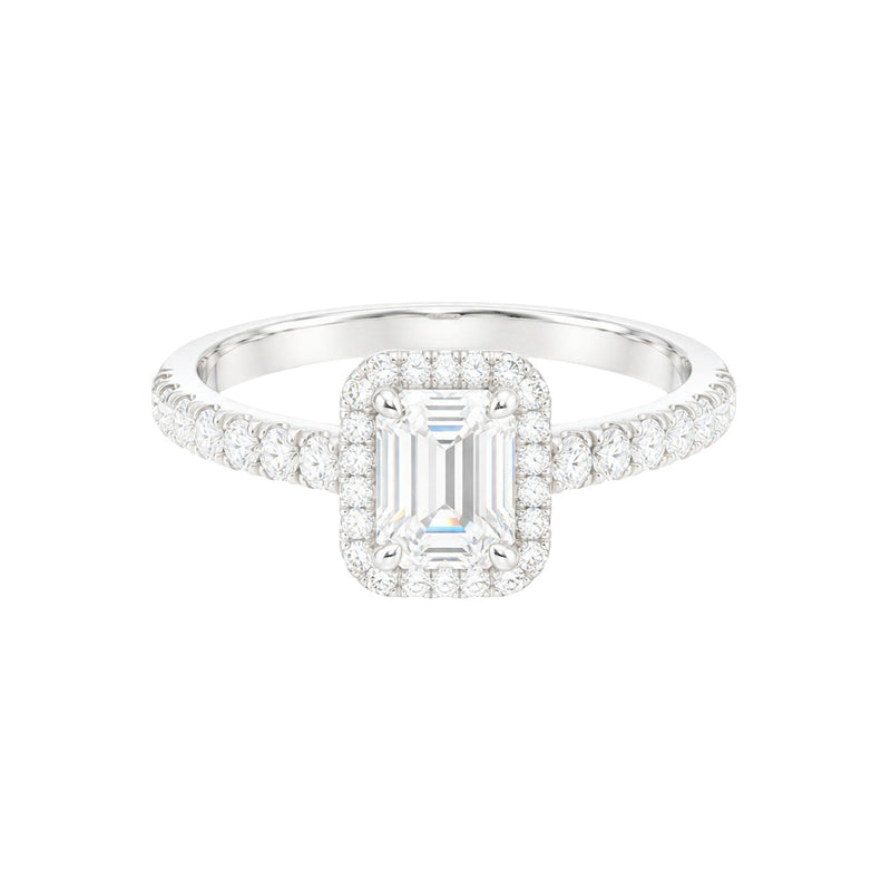 1.00ct Emerald Halo Engagement Ring