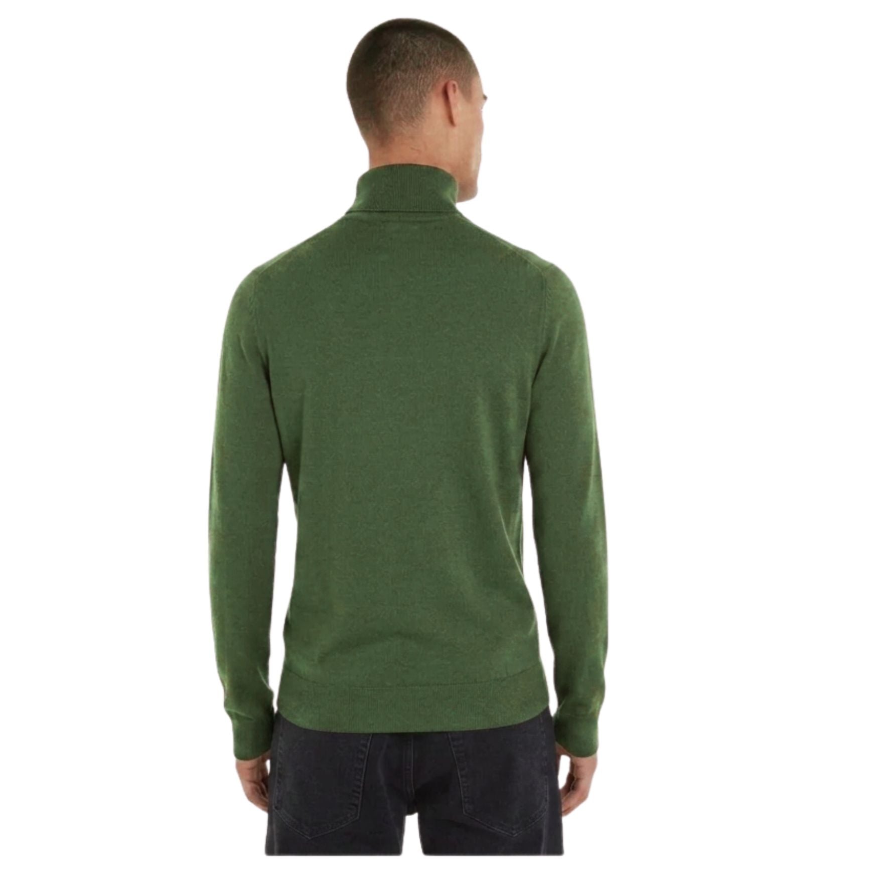 Calvin Klein Mens Merino Turtle Neck Sweater In Dark Green
