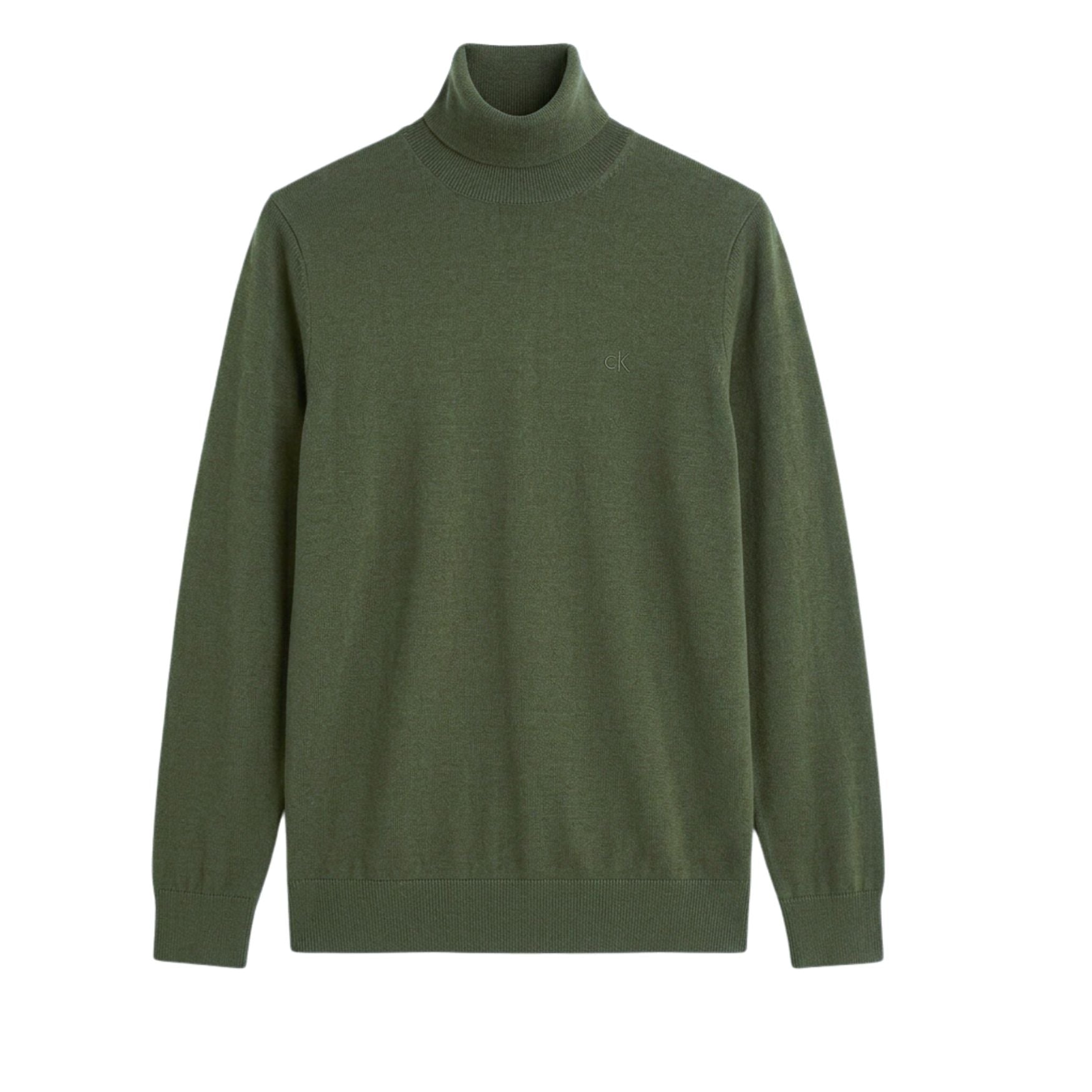 Calvin Klein Mens Merino Turtle Neck Sweater In Dark Green