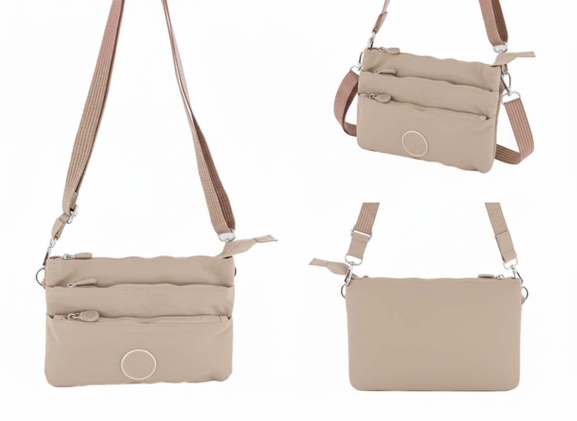 Free Spirit 3 Zipper Sling Bag In Sand
