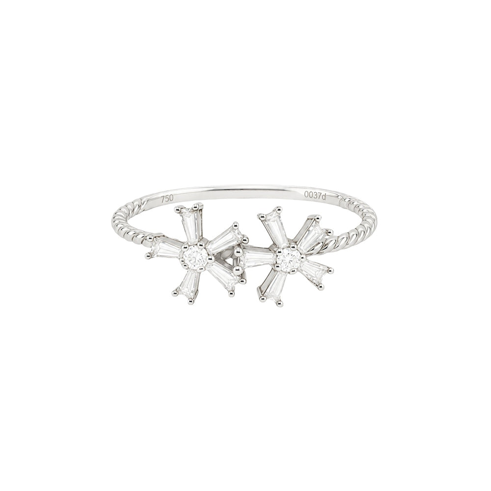Daisy Diamond Double Flower Twist Ring