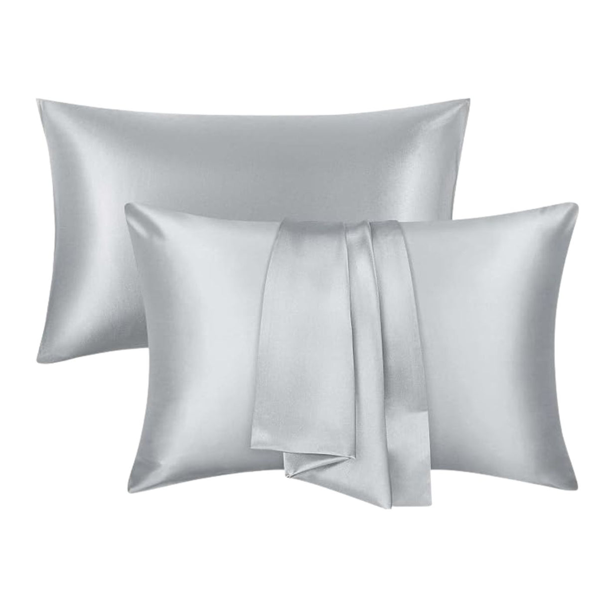 Cotton Co Satin Pillow Case Set In Silver