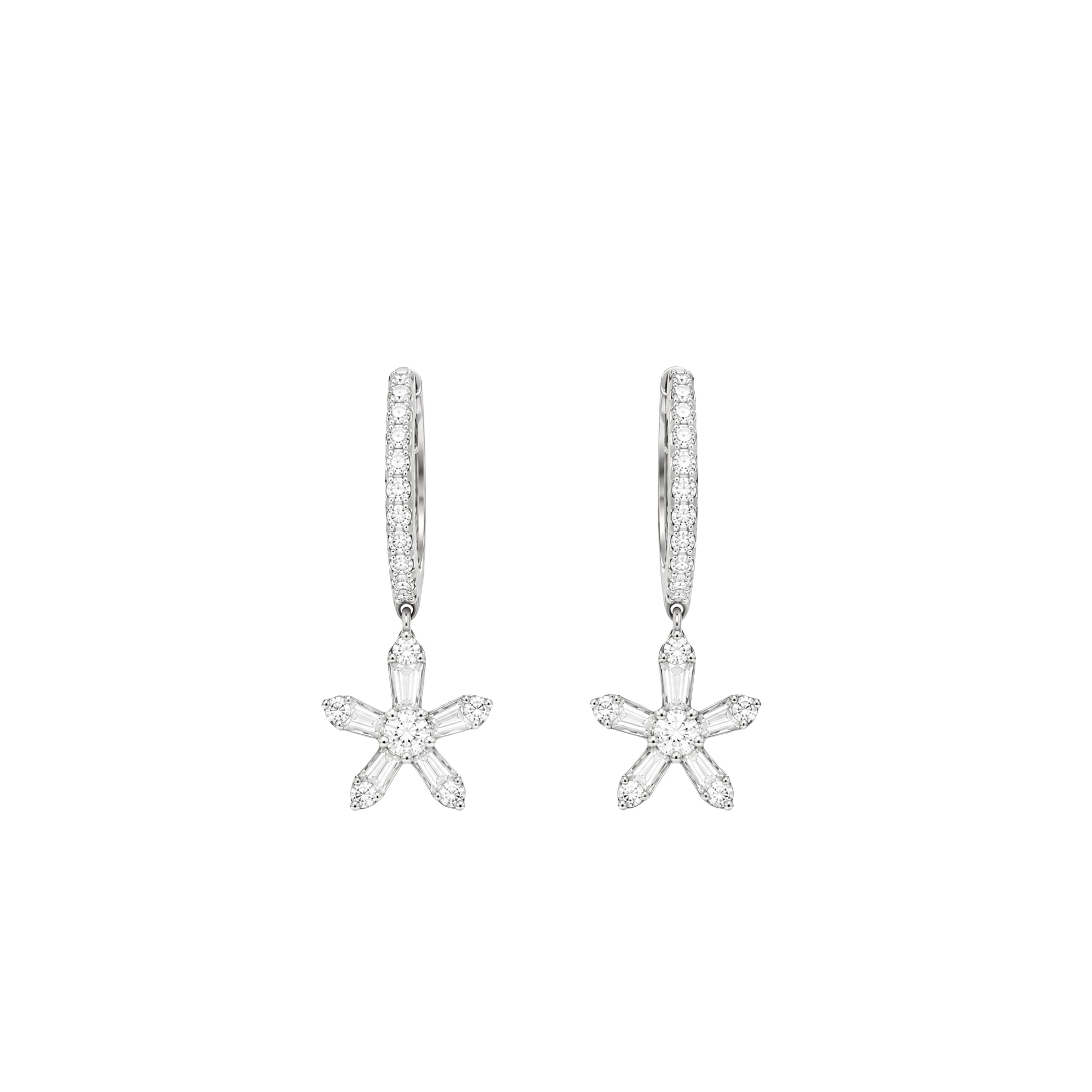 Daisy Diamond Flower Hoop Earrings
