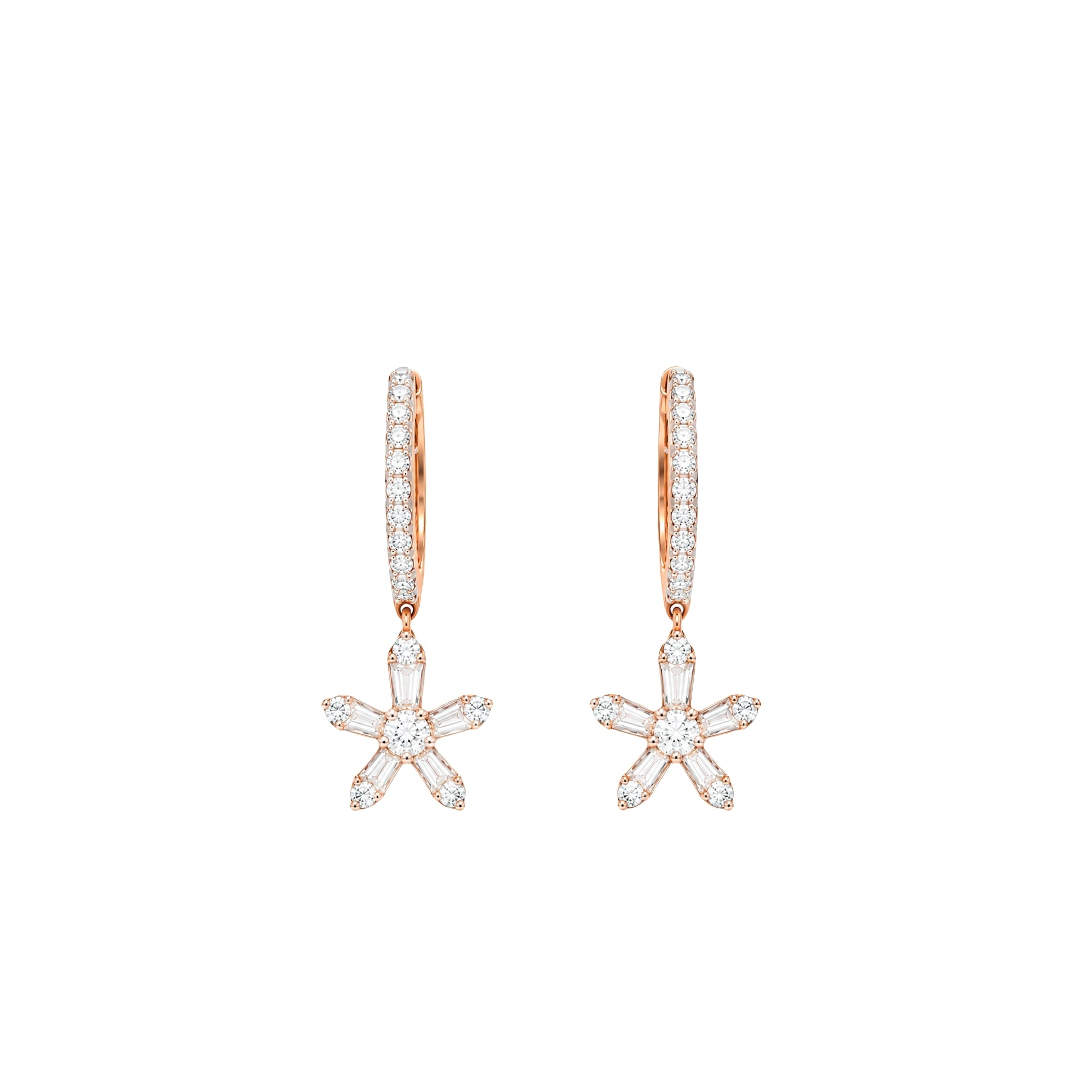 Daisy Diamond Flower Hoop Earrings