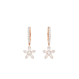 Daisy Diamond Flower Hoop Earrings