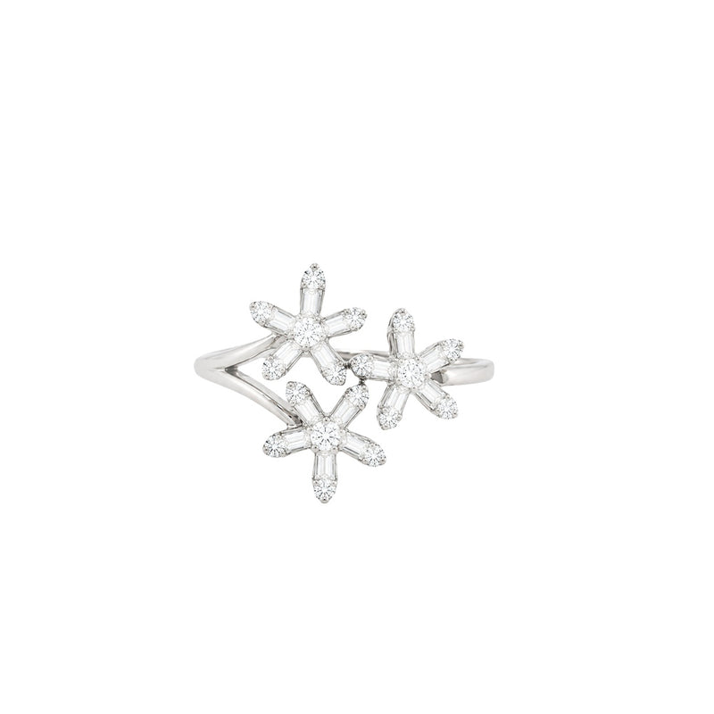 Daisy Diamond Triple Flower Ring