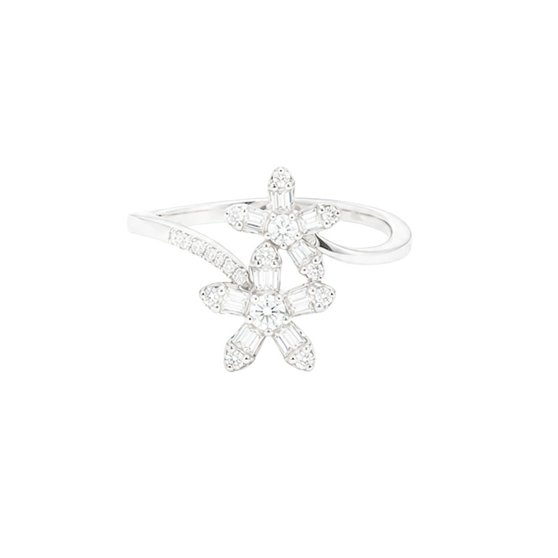 Daisy Diamond Double Flower Ring