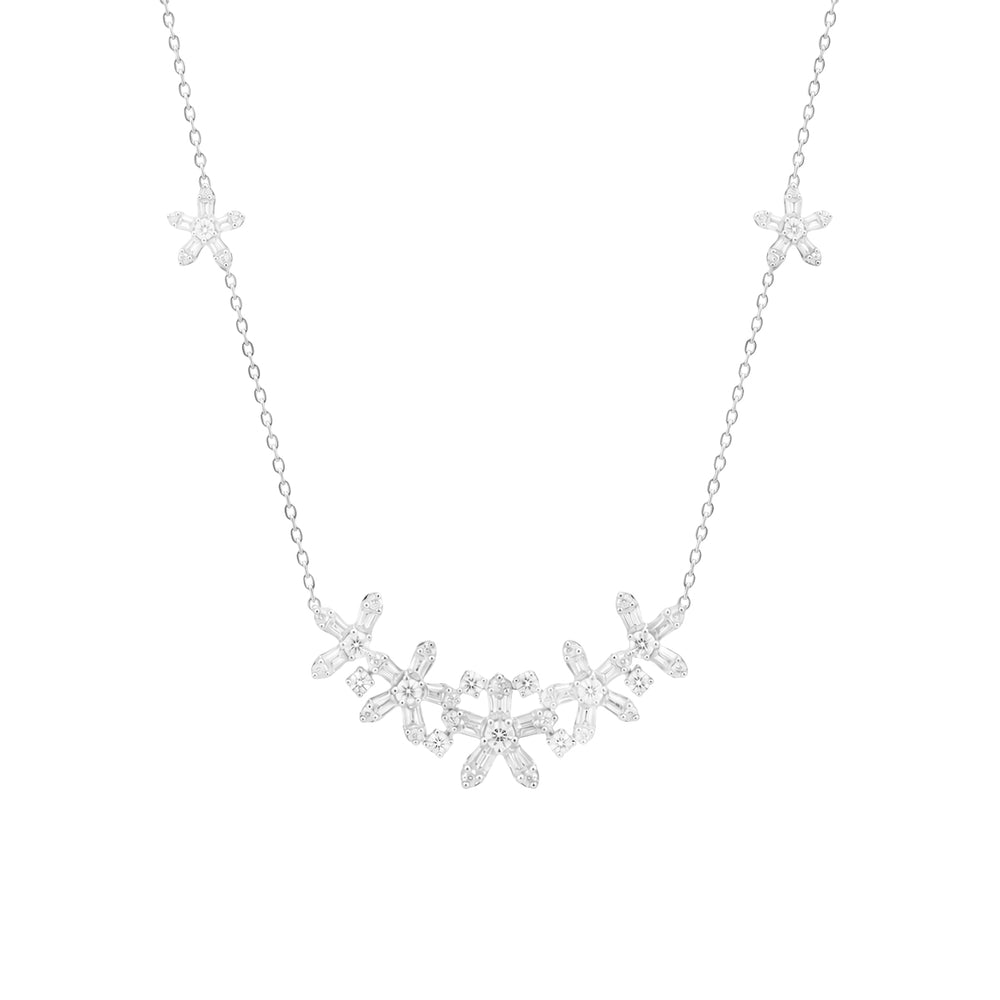 Daisy Diamond Flower Cluster Necklace