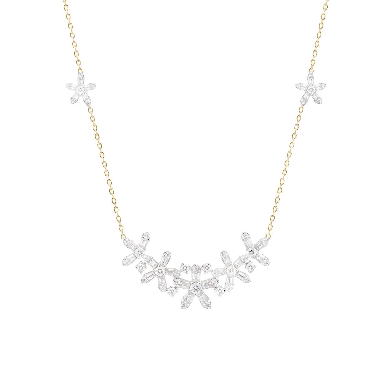 Daisy Diamond Flower Cluster Necklace