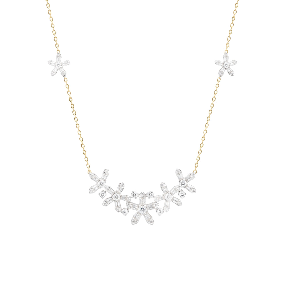 Daisy Diamond Flower Cluster Necklace