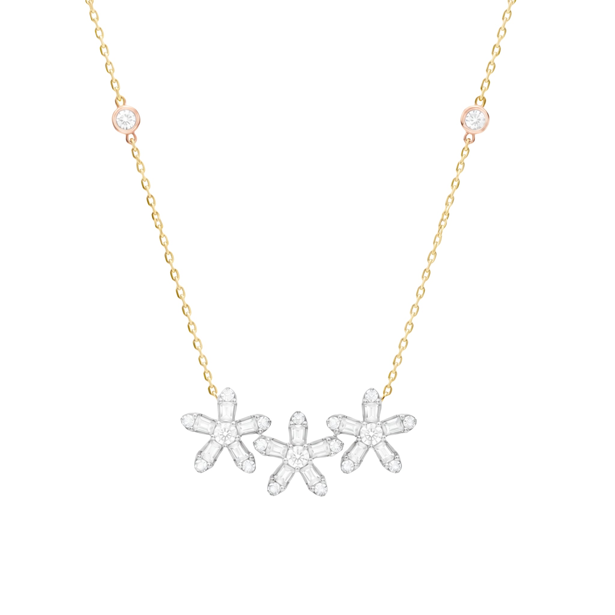 Daisy Diamond Triple Flower Necklace