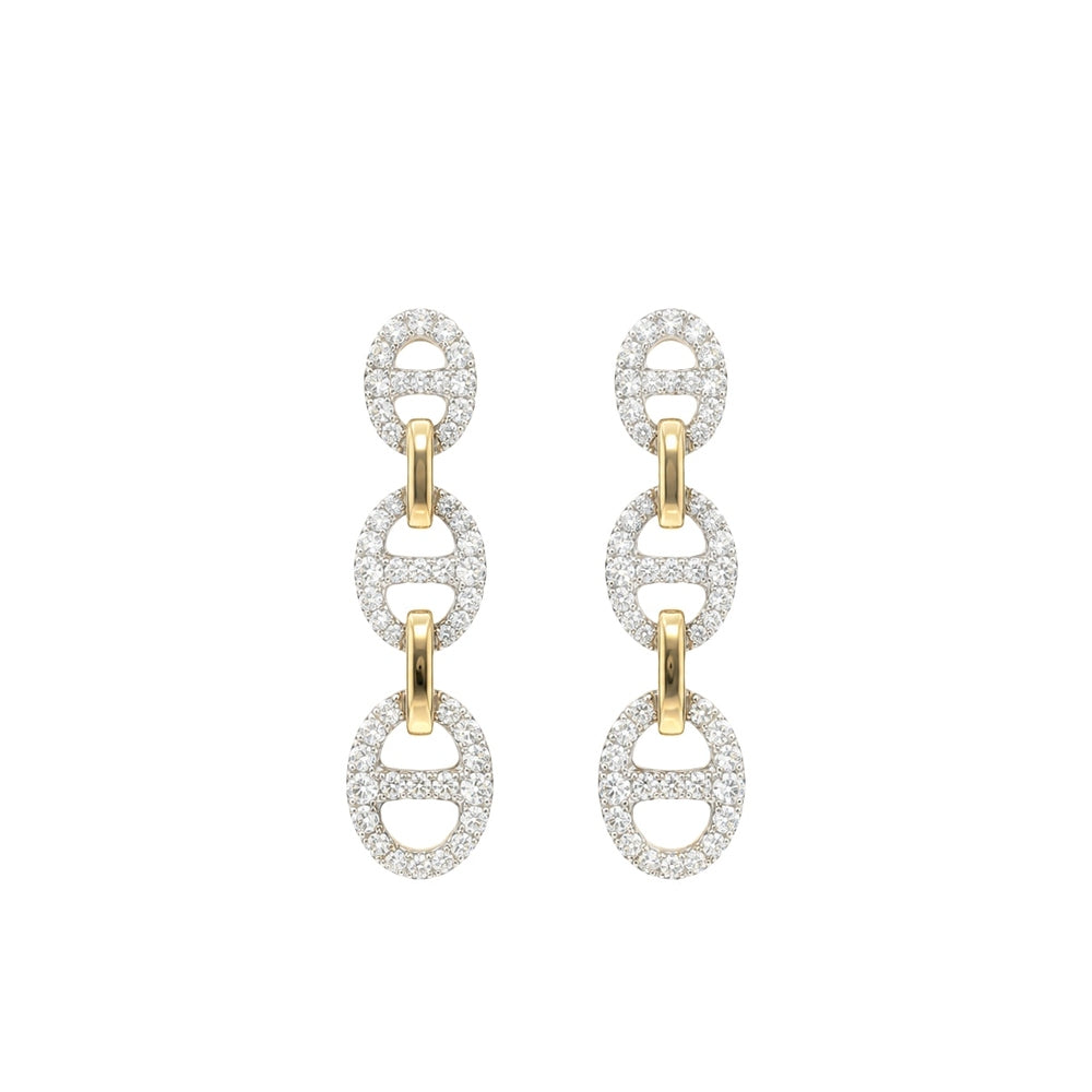 Bond Of Love Full Diamond Triple Link Earrings