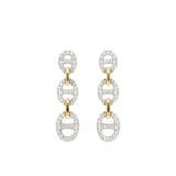 Bond Of Love Full Diamond Triple Link Earrings