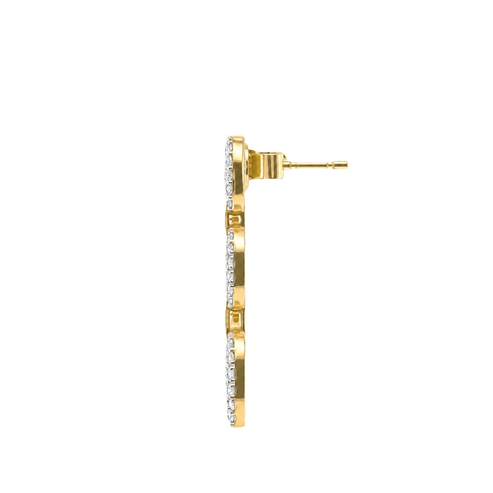 Bond Of Love Full Diamond Triple Link Earrings