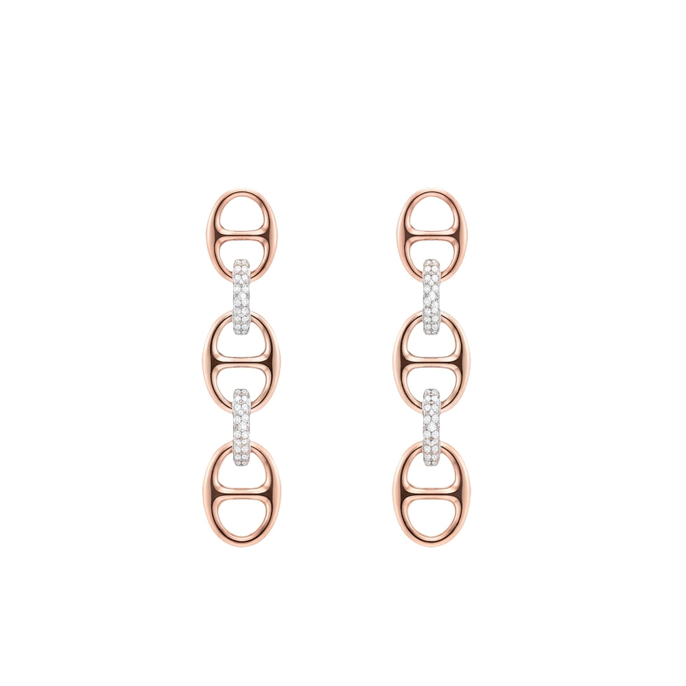 Bond Of Love Diamond Triple Link Earrings