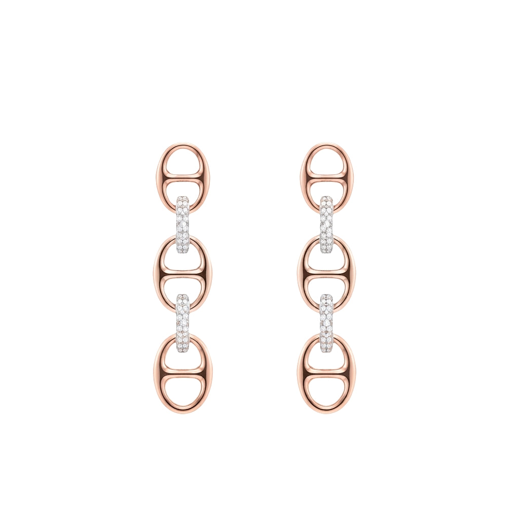 Bond Of Love Diamond Triple Link Earrings