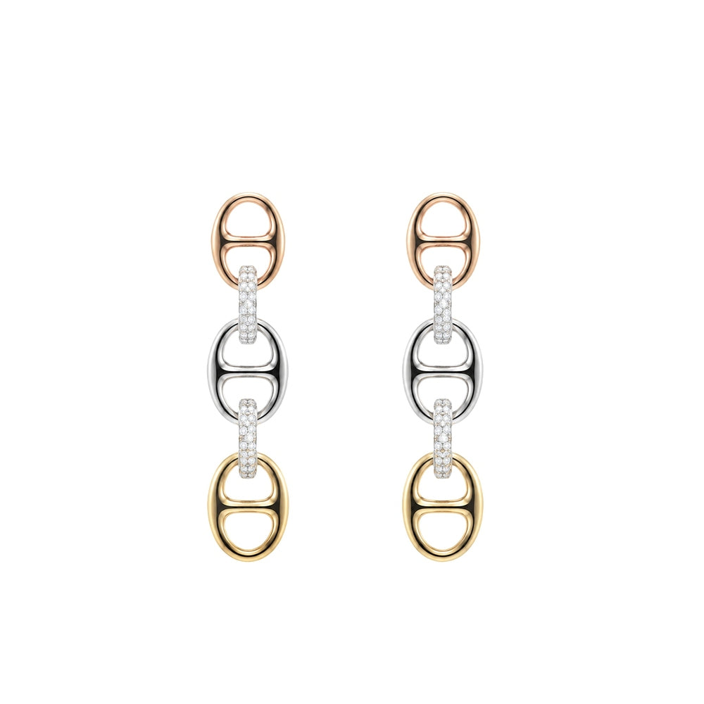 Bond Of Love Diamond Triple Link Earrings