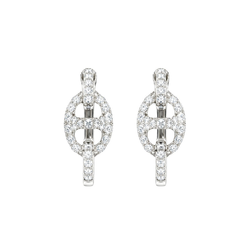 Bond Of Love Full Diamond Link Hoop Earrings