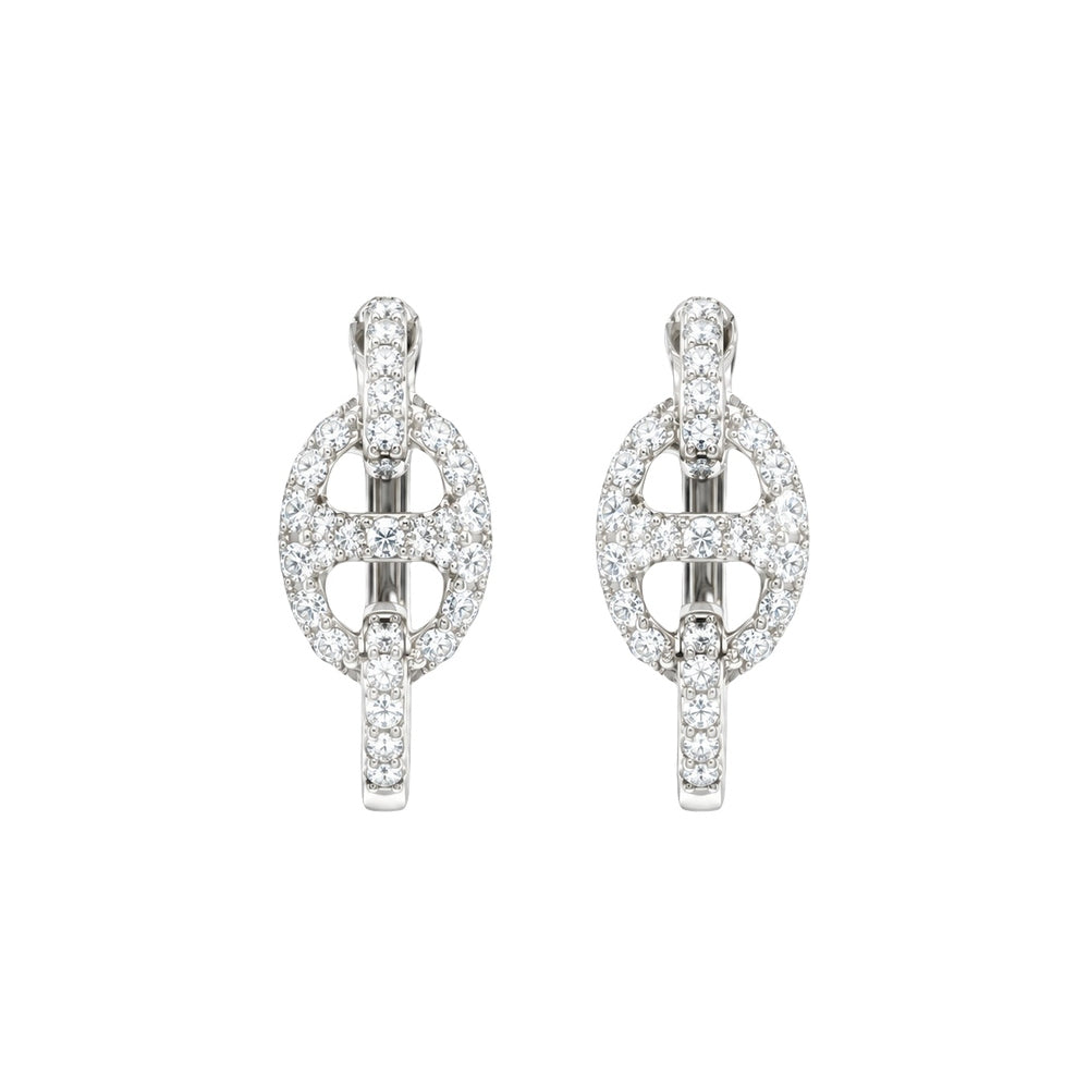 Bond Of Love Full Diamond Link Hoop Earrings