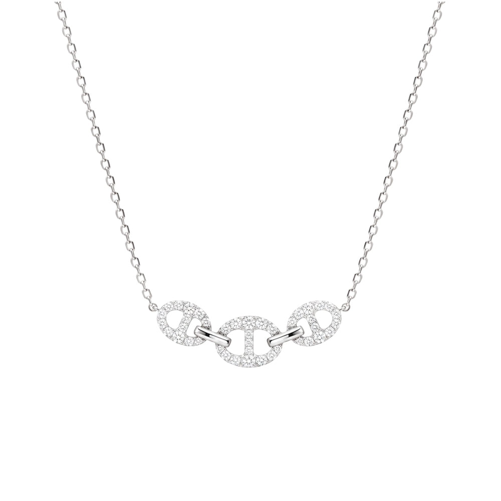 Bond Of Love Full Diamond Triple Link Necklace