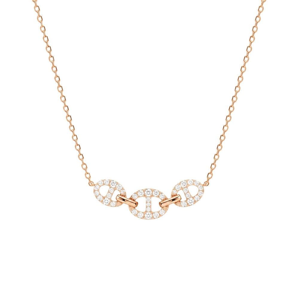 Bond Of Love Full Diamond Triple Link Necklace