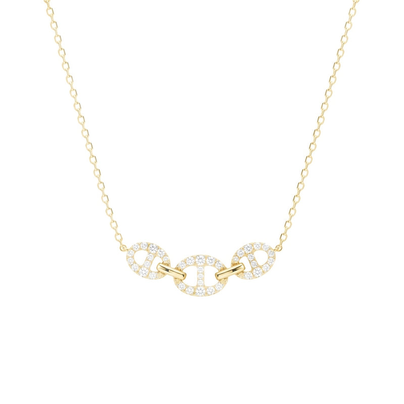 Bond Of Love Full Diamond Triple Link Necklace