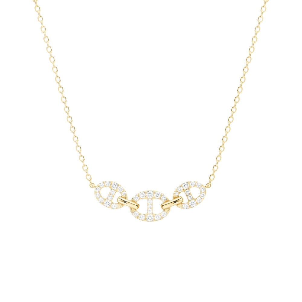 Bond Of Love Full Diamond Triple Link Necklace