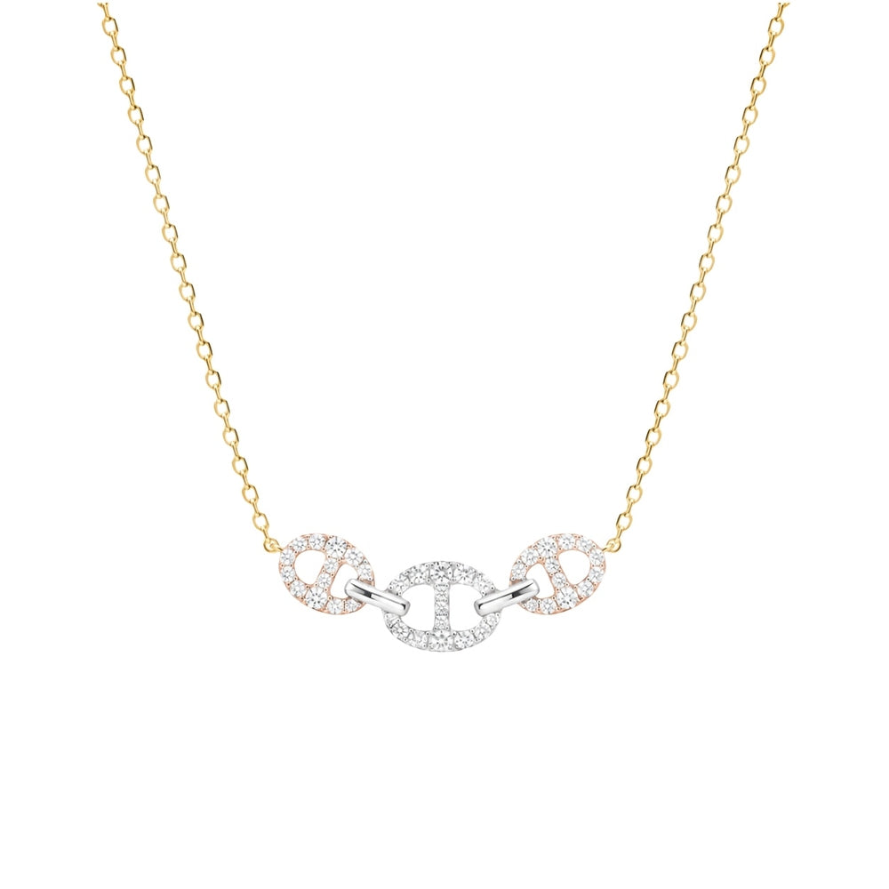 Bond Of Love Full Diamond Triple Link Necklace