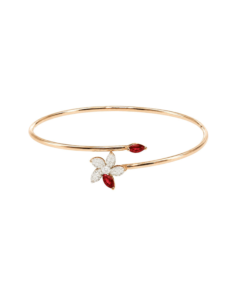 Posy Ruby & Diamond Flower Bangle
