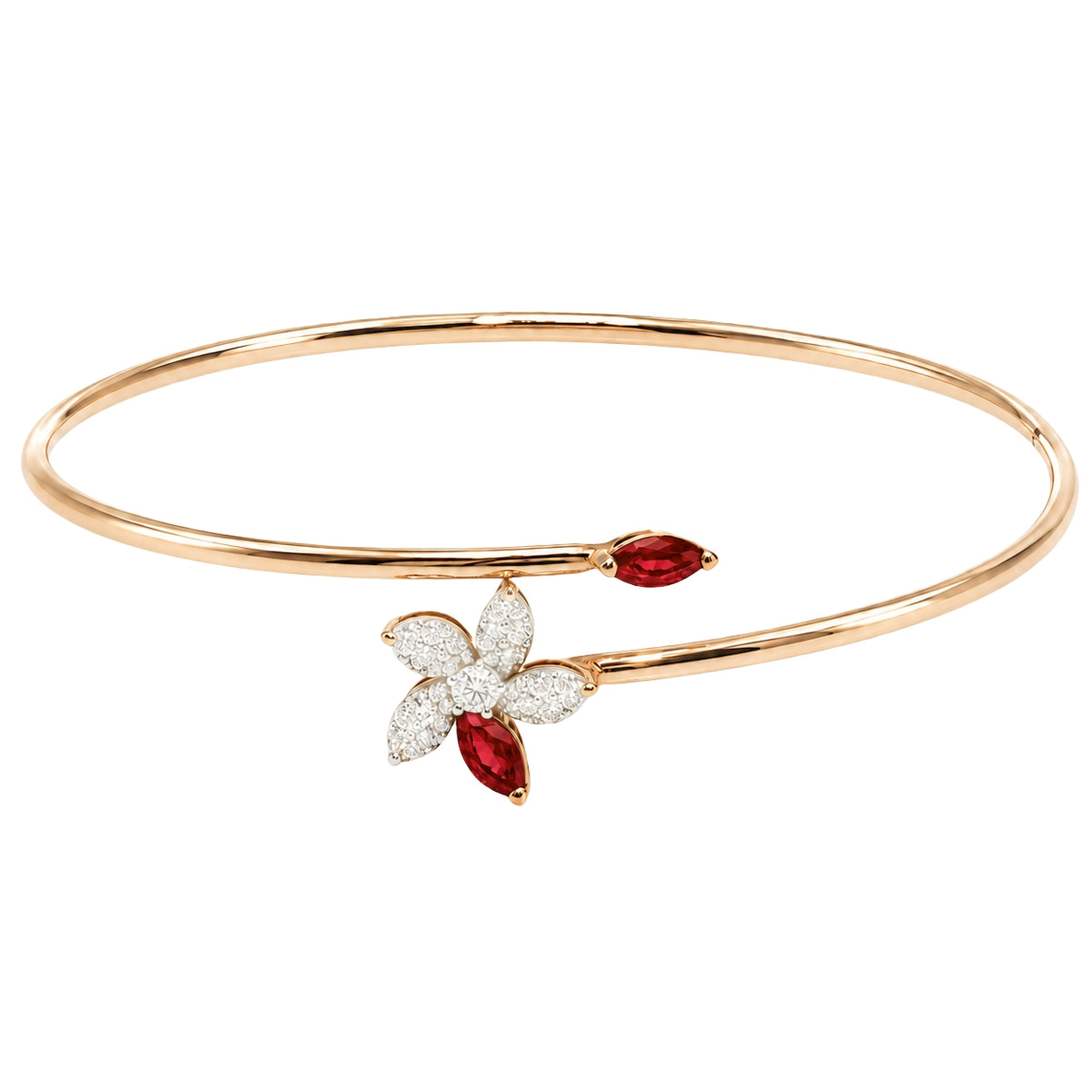 Posy Ruby & Diamond Flower Bangle