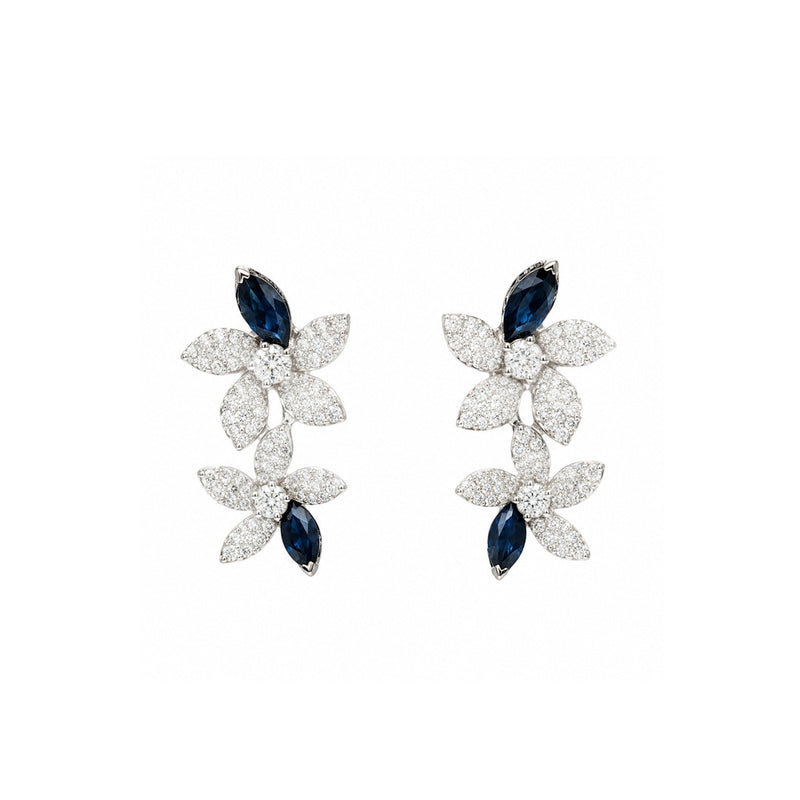 Posy Sapphire & Diamond Double Flower Earrings