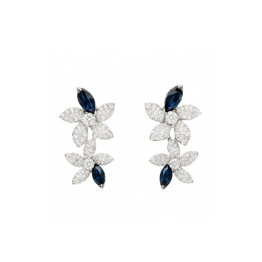 Posy Sapphire & Diamond Double Flower Earrings