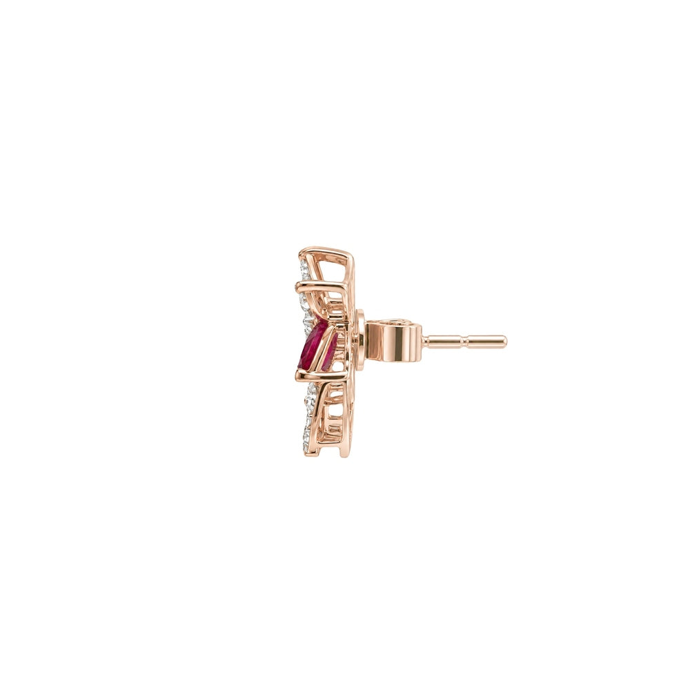 Posy Ruby & Diamond Flower Circle Earrings
