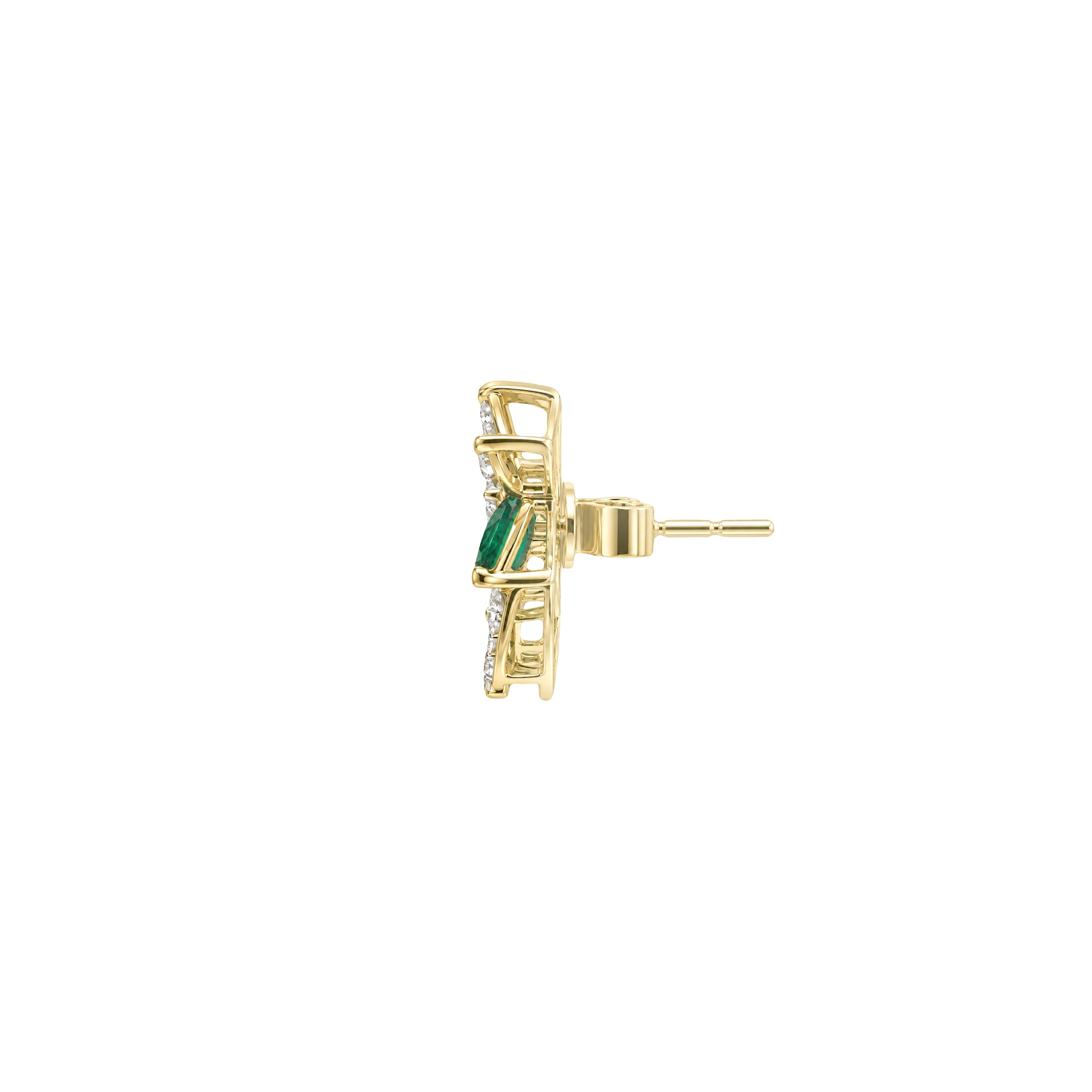 Posy Emerald & Diamond Flower Circle Earrings