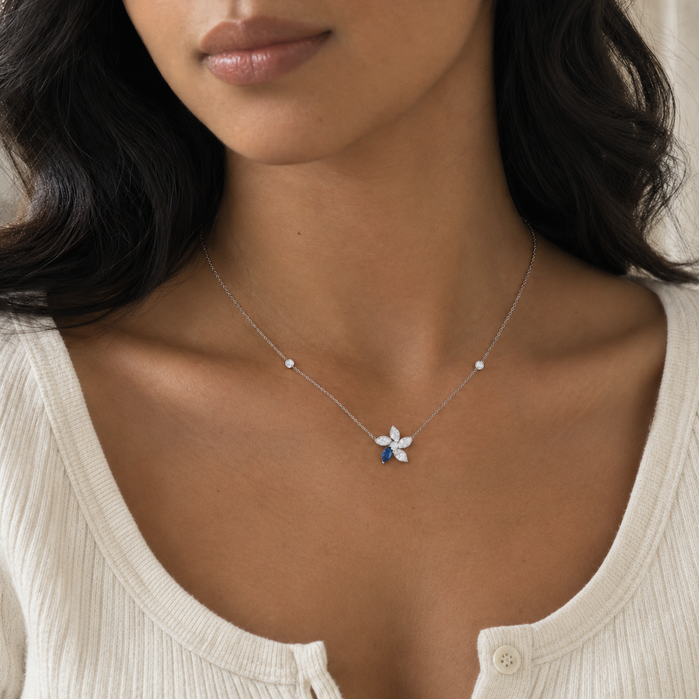 Posy Sapphire & Diamond Flower Necklace