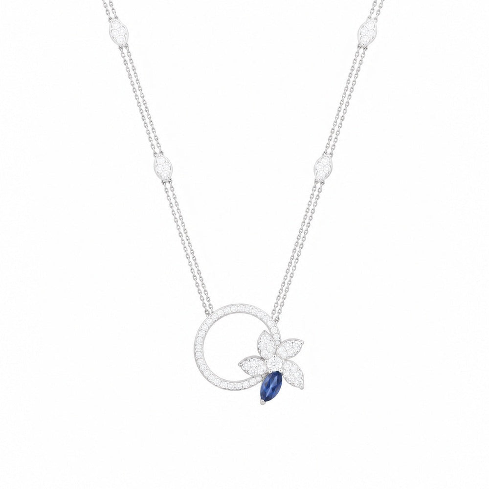 Posy Sapphire & Diamond Flower Circle  Necklace