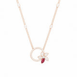 Posy Ruby & Diamond Flower Circle Necklace
