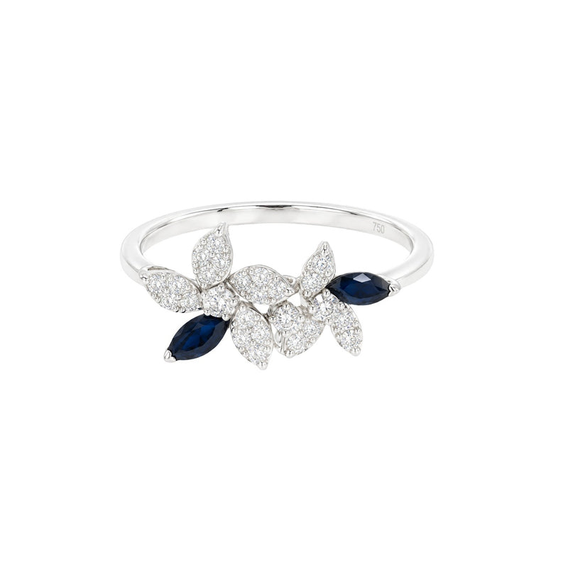 Posy Sapphire & Diamond  Double Flower Ring