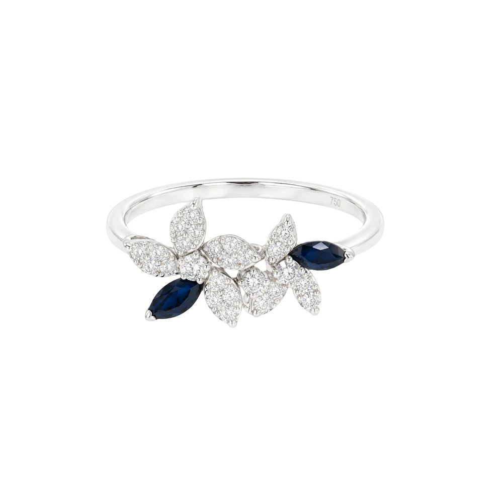 Posy Sapphire & Diamond  Double Flower Ring