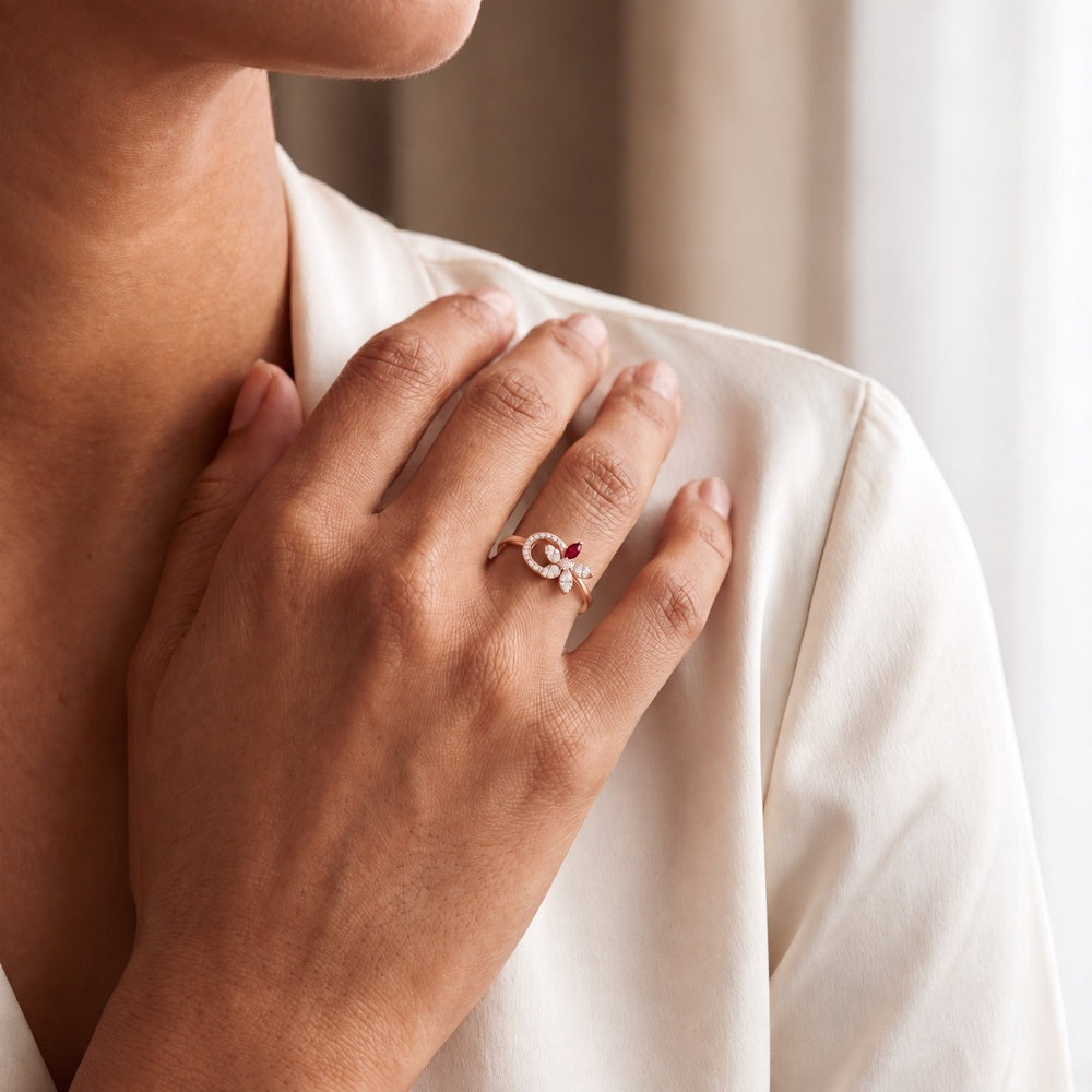Posy Ruby & Diamond Flower Circle Ring