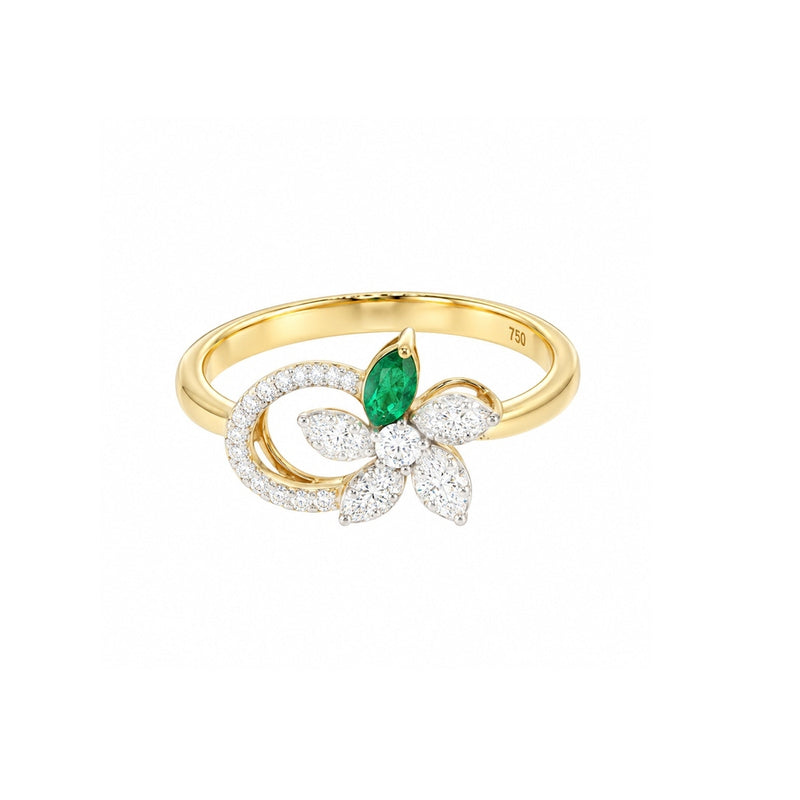 Posy Emerald & Diamond Flower Circle Ring