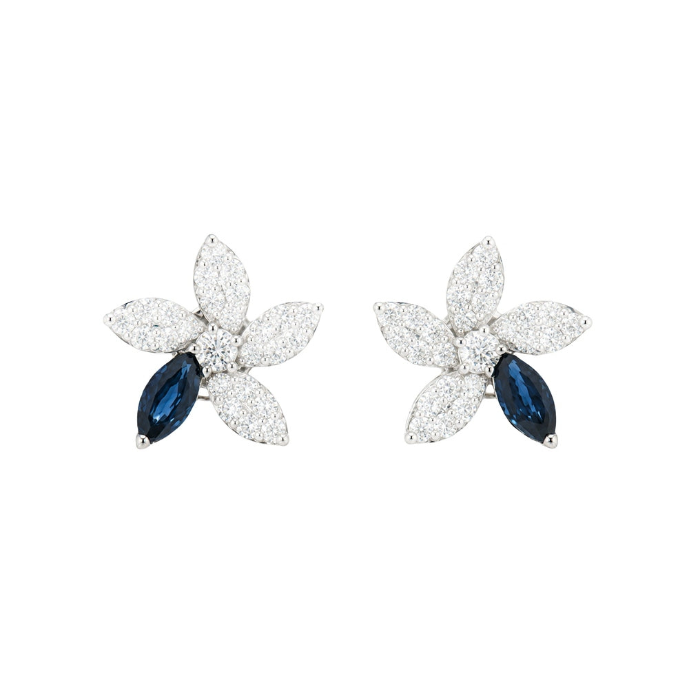 Posy Sapphire & Diamond Flower Earrings