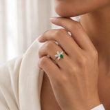Posy Emerald & Diamond Flower  Ring
