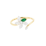 Posy Emerald & Diamond Flower Split Ring